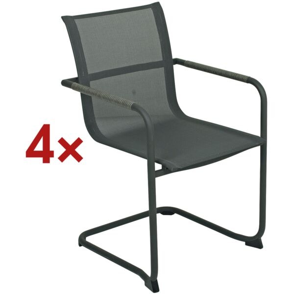 Garden Pleasure Freischwinger Gartenstuhl »Kendra« im 4er-Set grau, 56x85 cm Image