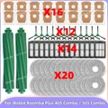 Compatibile per (iRobot Roomba Plus 405 Combo / 505 Combo) Parti aspirapolvere spazzola principale a rullo panno mop spazzola laterale filtro sacchetto polvere accessori