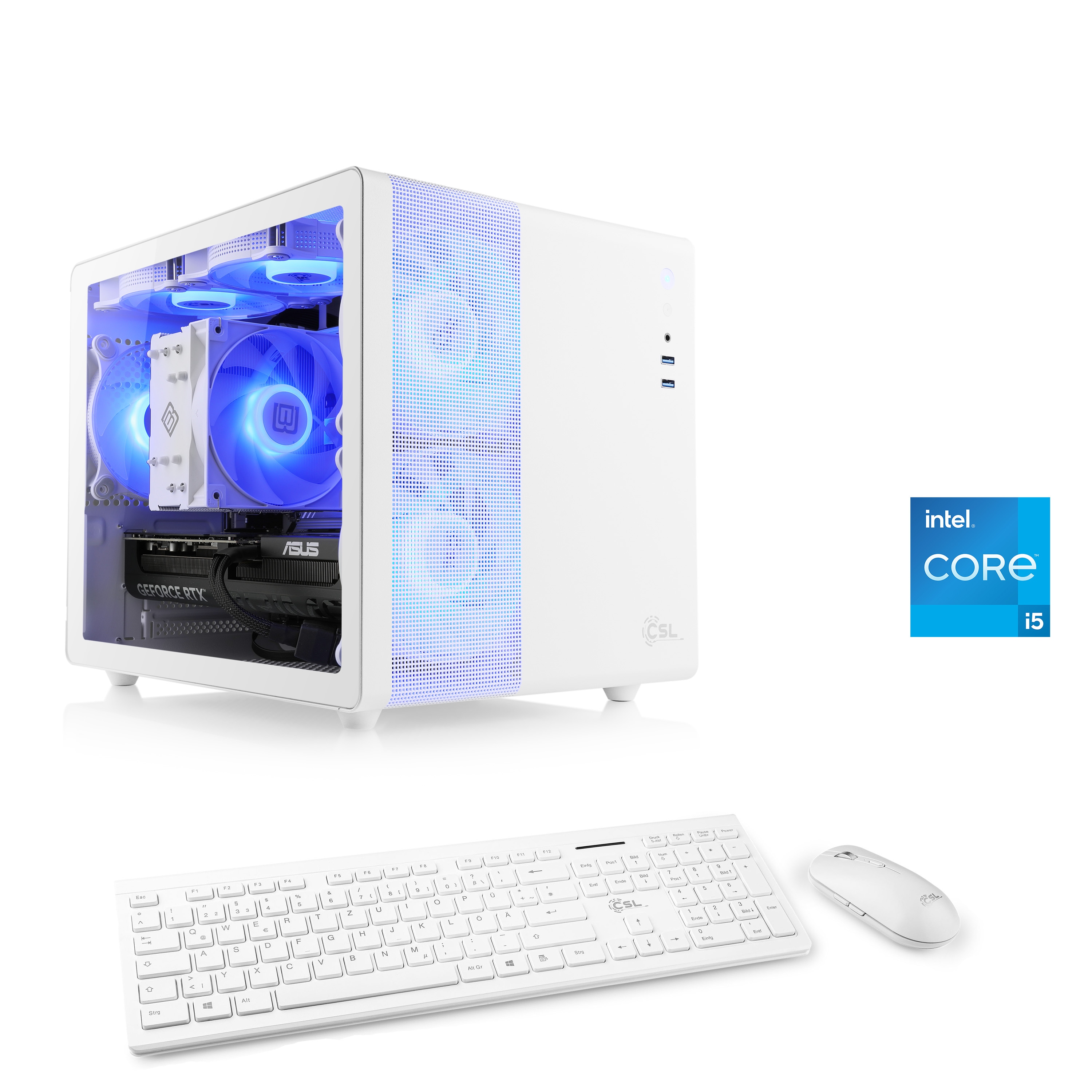 CSL PC "Cube V24132", weiß, Microsoft Windows 11 Home (64 Bit), 16 GB RAM 500 GB SSD, Desktop-PCs, PC Image