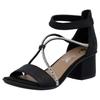 Sandalette RIEKER, Damen, Gr. 40, schwarz, Lederimitat, unifarben, elegant, Schuhe, Sommerschuh, Sandale, Blockabsatz, mit praktischem Klettverschluss
