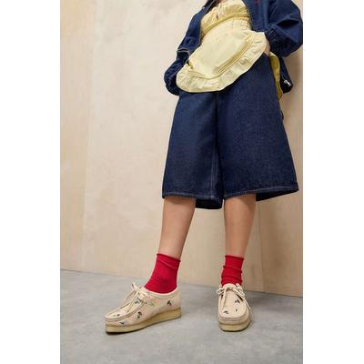 Clarks Originals Embroidered Suede Wallabee Shoes - Taupe UK 6 at Urban Outfitters