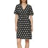 Minikleid S.OLIVER, Damen, Gr. 46, N-Gr, schwarz (schwarz aop), Obermaterial: 84% Viskose, 16% Polyamid, bedruckt, casual, regular fit kniefrei, V-Ausschnitt, Kurzarm Puffärmel, Kleider, Sommerkleid mit All-Over Print