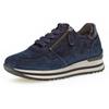 Keilsneaker GABOR "Turin", Damen, Gr. 43, blau (nachtblau), Ziegenveloursleder, Lackleder, sportlich, Schuhe, Freizeitschuh, Halbschuh, Schnürer, gepolsterter Schaftrand, H-Weite