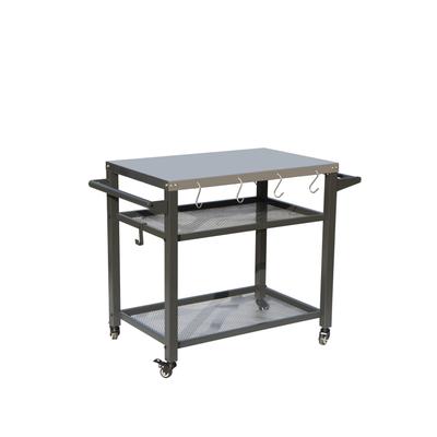 GDFStudio - Kendrick 3-Tier Outdoor Grill Table with Rolling Wheels and Multifunctional Prep Surface