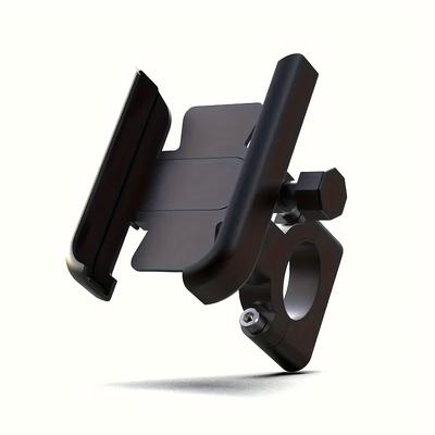 TEMU 1pc Universal Aluminum Alloy Motorcycle Phone Mount, Street Travel Motorcycle Navigation Bracket, Anti-shake 360° Adjustable Phone Holder, Riding Gear Accessory Image