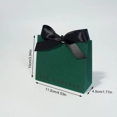 TEMU Stylish Mini Gift Boxes For Eid – Elegant Design In Black, White, And Green With Classic Golden Lettering – Treats, Chocolates, And Small Gifts – Ideal For Eid Celebrations And Special Gifting Image