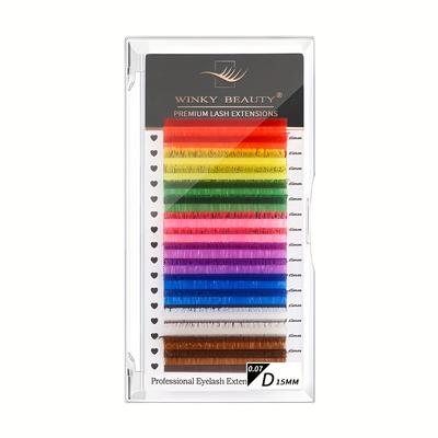 TEMU 16 8 Colors Mix Eyelashes Makeup High Natural Synthetic Mink Rainbow Eyelash Extension Supplies Image