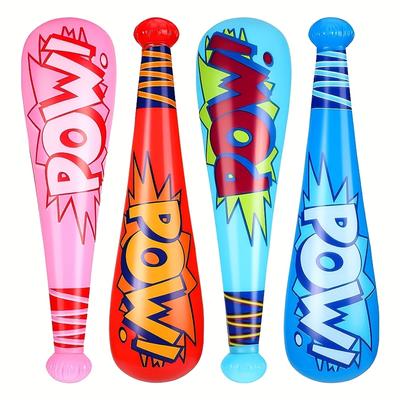 TEMU Pack Of 4 Inflatable Baseball Bat Toys, Simulated Inflated Pow , Suitable For Baseball Themed Birthday Party Gifts Image