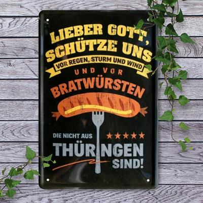 "TEMU 2d Flat, 1pc Retro Tin Sign "protect Us From Sausages That Aren't From " - Design Wall Decor, 8x12in Unframed, Perfect Gift For Food Lovers & Home Decoration, 2d Flat, Christmas Decor" Image