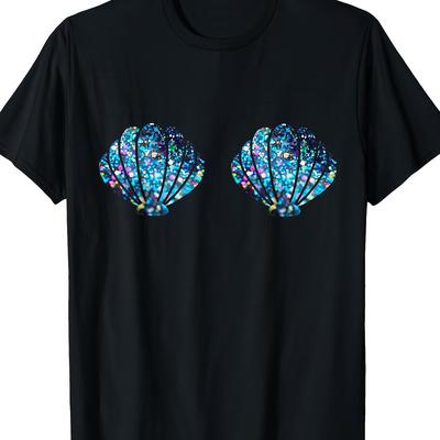 TEMU Mermaid Shell Shirt Mermaid Top Festival Birthday Party Tee- 220g -100% Cotton - T-shirt Image