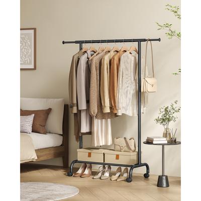 TEMU Clothes Rail, Clothes Rack, Extendable Hanging Rail, Clothing Storage With Wheels, 45 Kg . Load, 40 X (83-120) X 156 Cm Image