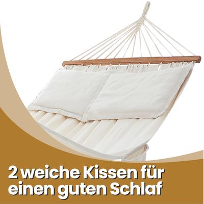 TEMU Hammock 210 X 150 Cm, Outdoor, With 2 Wooden Bars, 2 Pillows, Loadable Up To 300 Kg Image