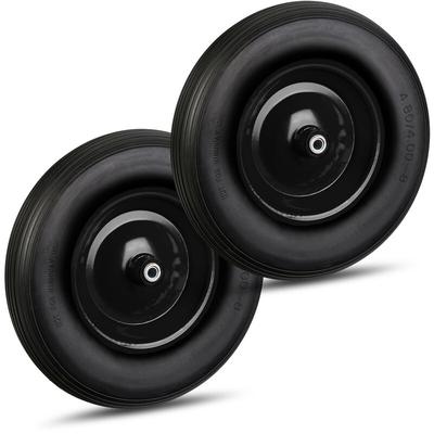 2 x Schubkarrenrad 4.80 4.00-8, Vollgummirad & Stahlfelge, je 3 Adapter, Ersatzrad pannensicher, Image