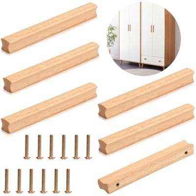 Ccykxa - 6 Stück Holzmöbelgriff, Holzgriff mit Schrauben für Schrank, Lochabstand 160 mm, Image