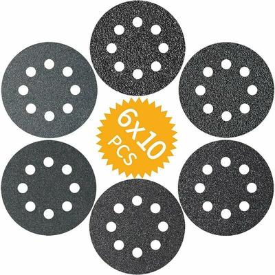 60 Stück 125 mm Siliziumkarbid-Schleifscheiben, Körnung 60, 100, 150, 180, 240, 320, 8 Löcher, Image
