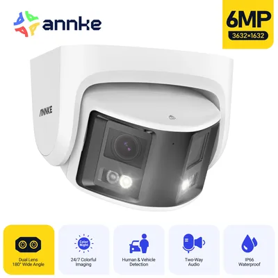 ANNKE Smart Home 180 ° 8MP/6MP DUO POE Dual Lens Wide View Outdoor Video POE Kamera, 4K AI Menschliche Erkennung, 8MP Sicherheit CCTV Kamera