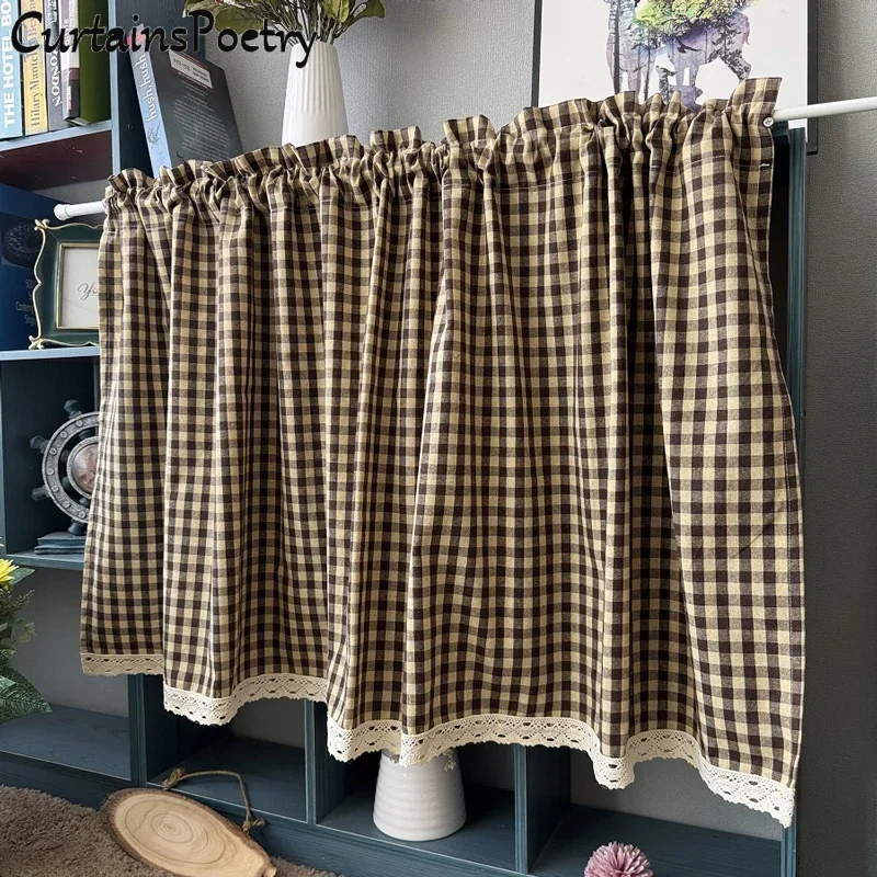Buffalo Check Tier Fenstervorhang, karierte Vorhänge, Lichtfilterung, Gingham Küche, kurze Vorhänge für Schlafzimmer, Wohnzimmer, Heimdekoration Image