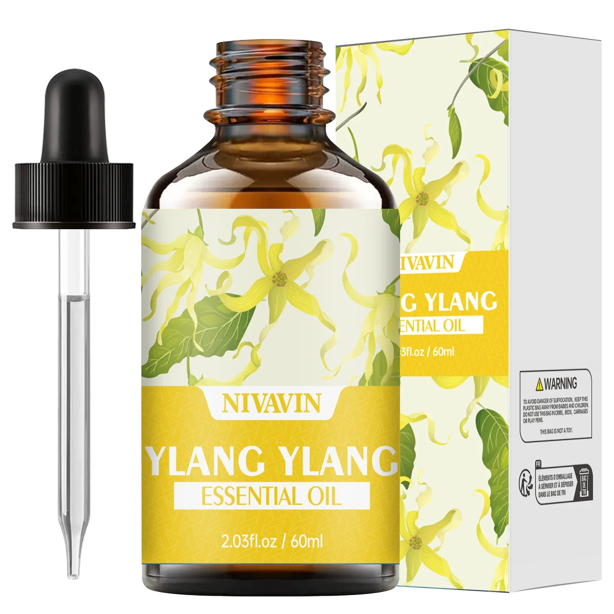 30 ml/60 ml/100 ml NIVAVIN Ylang Ylang ätherisches Öl Körpermassage Hautpflege Feuchtigkeit und Luftfrische Image
