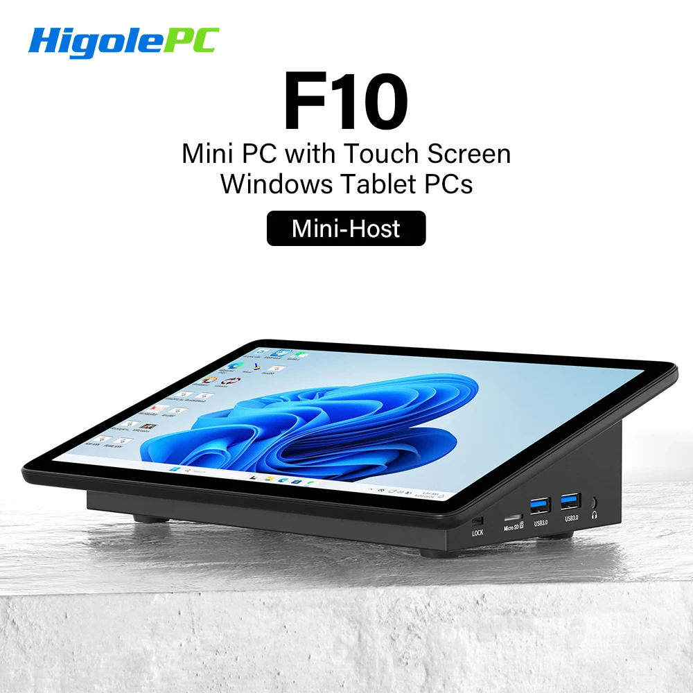 Higole F10 10,1'' Lüfterloser Mini-PC Intel N5095 Windows 11 WiFi5 8 GB 128 GB 5000 mAh 4K RS-232 RJ45 Laptop-Desktop-PC Mini-Computer Image