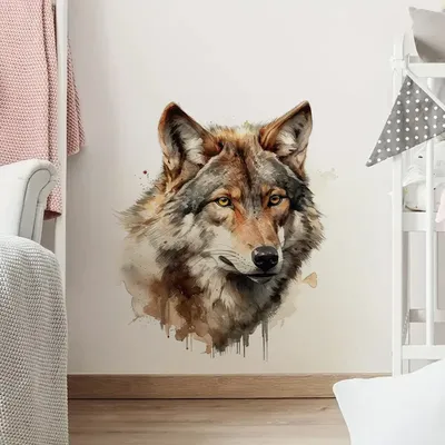 Wolfs-Wandaufkleber, Toilettenaufkleber, helles Badezimmer für Heimdekoration, Vinyl-Tieraufkleber, Image