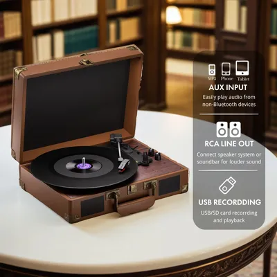 MAIO Plattenspieler, tragbarer Koffer-Audio mit integrierten Lautsprechern, 3-Gang-Vinyl-Spinner Image