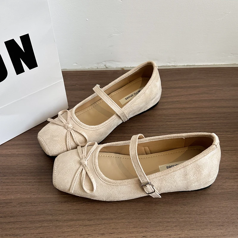 Neue Frühjahr Schmetterling-knoten Frauen Ballett Schuhe Fashion Outdoor Kleid Schuhe Weibliche Street Style Weiche Sohle Wohnungen Schuhe Image