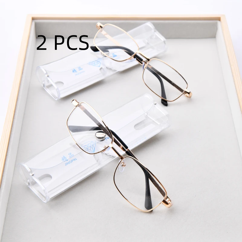 2PCS Anzug Anti-Scratch Lesebrille Männer Frauen 100% Glas Objektiv Presbyopie BrillePresbyopie Brillen Vergrößerungs Brillen Image