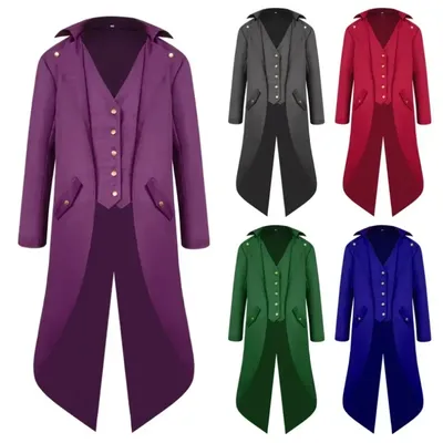 Neuankömmling Mittelalter EURO GRÖSSE Halloween Cosplay Kostüm Herren Jungen Steampunk Gothic Jacke Image