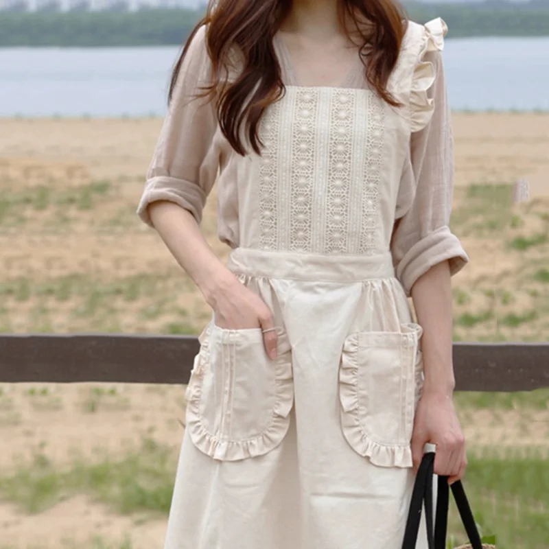 Neue schöne Sommer dünne atmungsaktive Schürze niedliche Prinzessin Home Küche Schürze Arbeits kleidung für Frauen Image