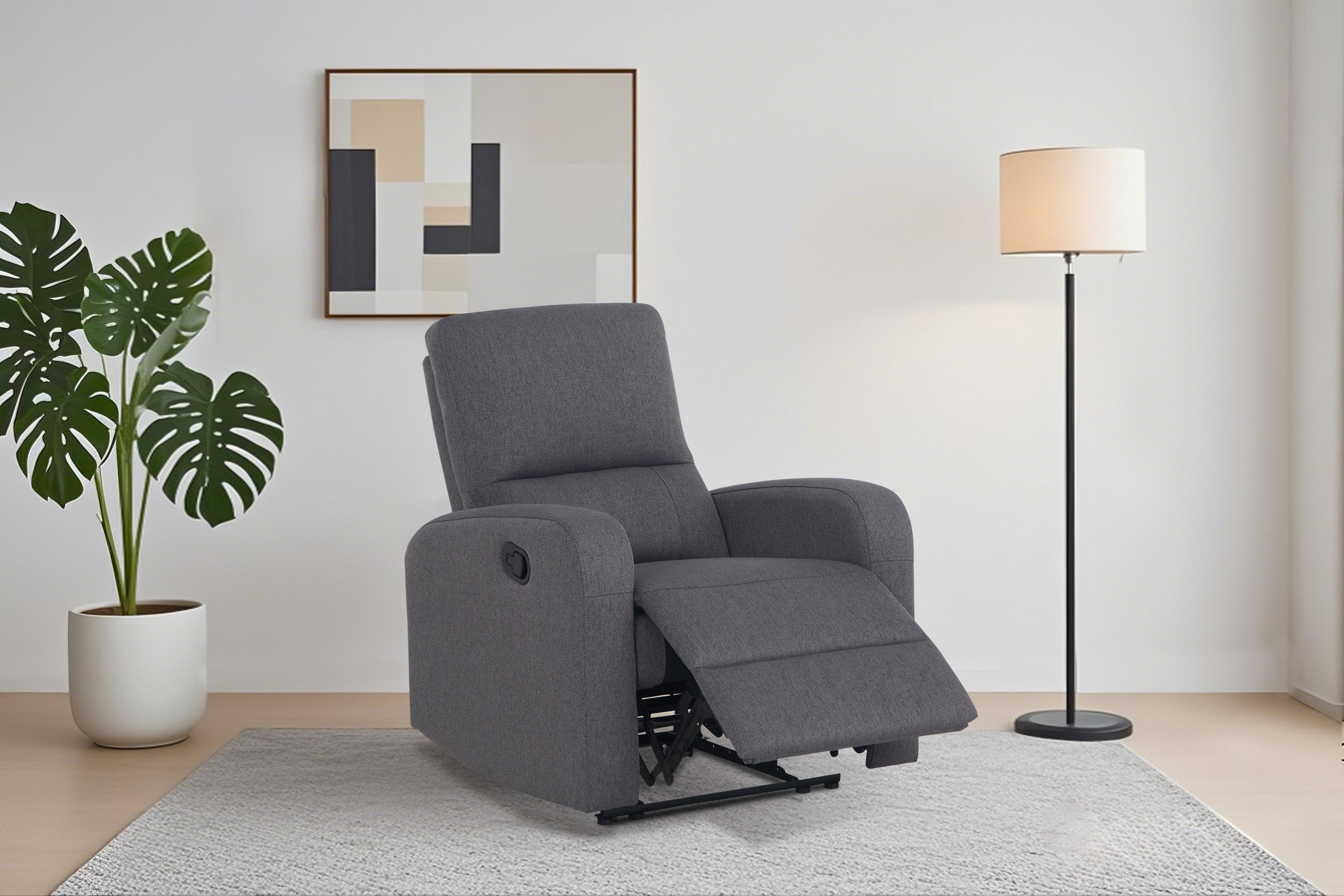 Relaxsessel HOME AFFAIRE "TOURNAY, TV-Sessel mit Recliner - und Liegefunktion, Webstoff", grau (dunkelgrau), H:96cm T:93cm, Sessel, Relaxsessel, Ruhesessel mit Beinablage, Liegefläche ideal verstellbar 105-135