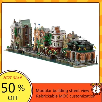 Kanal Modulare Sammlung Modulare MOC Kreative street view Modell Bausteine Architektur DIY Bildung Image