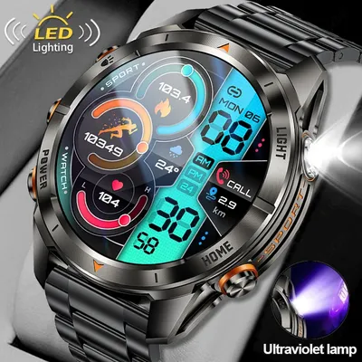 LIGE Neue Outdoor Military Männer Smart Uhr Bluetooth Anruf 1,46 "HD Bildschirm 515 mAh Batterie LED Taschenlampe IPX8 3ATM wasserdichte Uhr Image