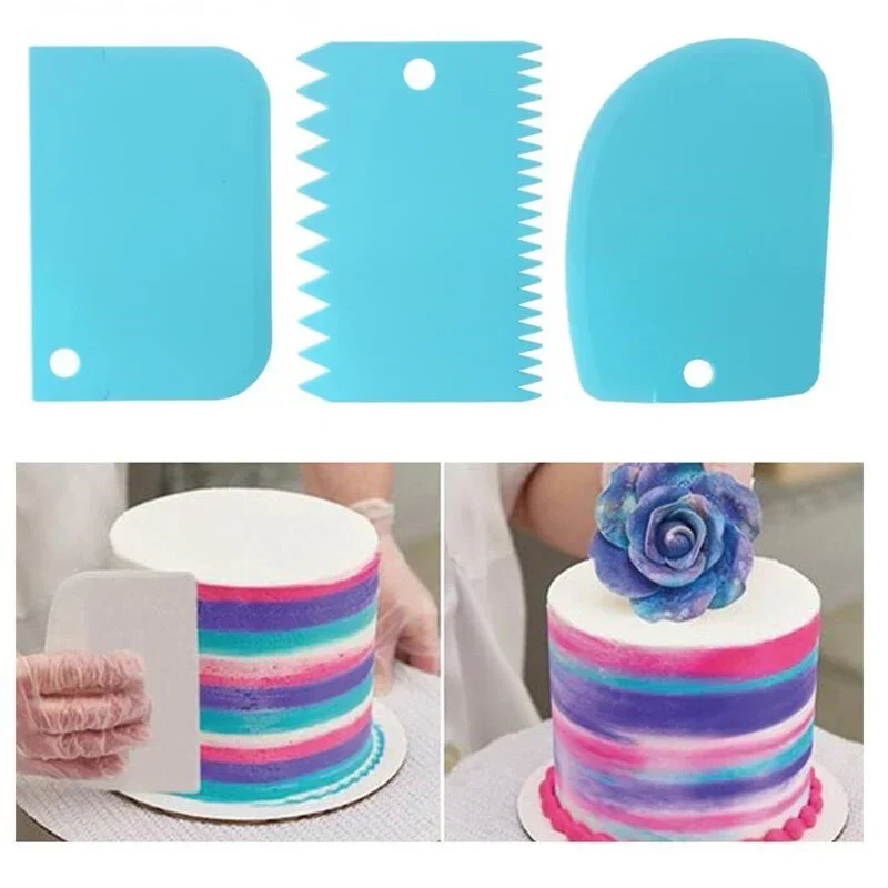 3 Teile/los Creme Schaber Glätter DIY Kuchen Dekorieren Fondant Gebäck Schneider Formen Küche Schaber Backen Spatel Werkzeuge Image