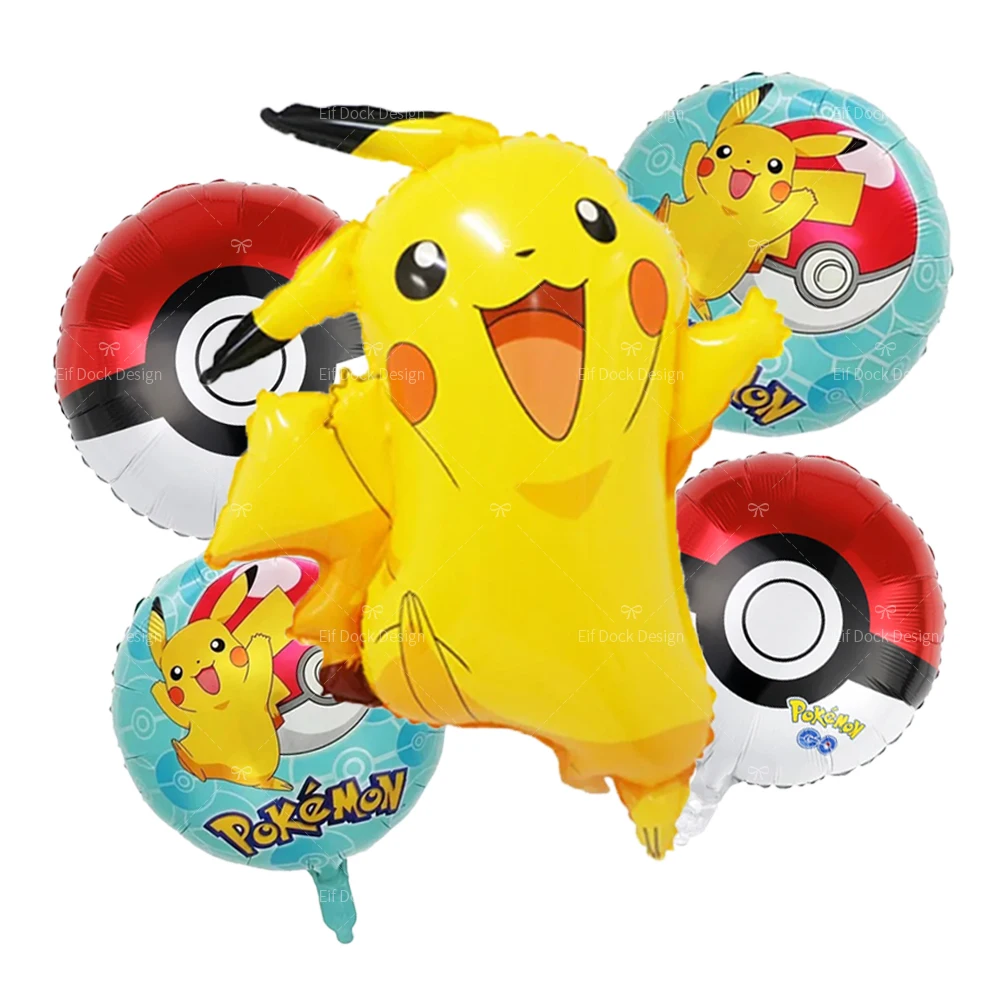 5/1pcs Pokemon Ballon Pikachu Aluminium folie Luftballons 1. Kinder Cartoon Pikachu Thema Geburtstags feier Dekoras Baby party Globos Image