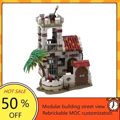 837PCS Angepasst MOC Piraten Serie Kleine ziegel fort Modell Bausteine Technologie Ziegel DIY Image