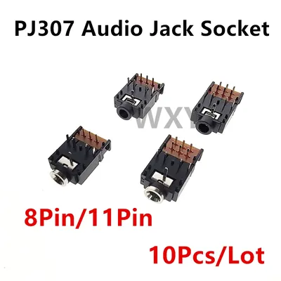 PJ-307 3.5 mm 8Pin/ 11 Pin Stereo Audio Jack Socket PJ307A PJ307B 3.5MM Dual Channel Female