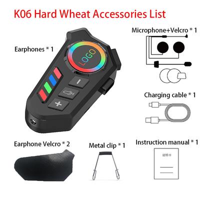 K06 Helmet Bluetooth Headset with Ambient Light – Motorcycle Waterproof Wireless Intercom with CVC Noise Reduction, 5.4 Chip, Long Battery, Voice Assistant for Full Half Helmets