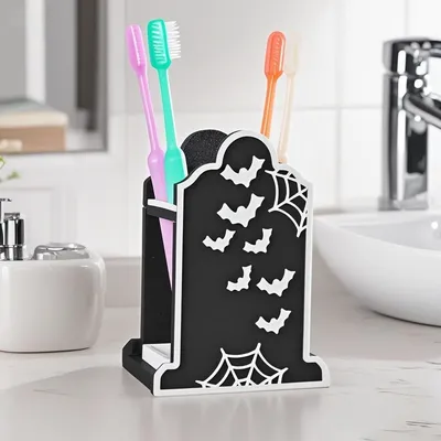A Gothic style toothbrush holder, bat storage box, suitable for bathroom and washstand organization.