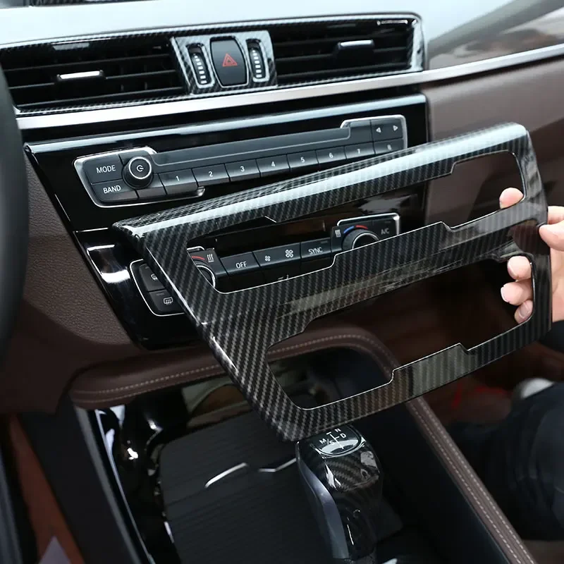 Per BMW X1 F48 X2 F47 2016-2022 ABS in fibra di carbonio Car Center Console CD Panel Cover Frame Trim Sticker accessori interni