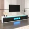 Meuble TV, meuble TV brillant, noir et blanc, éclairage LED à couleur changeante.