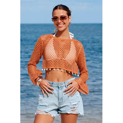 Apricot Glow Brown Cover-Up Top