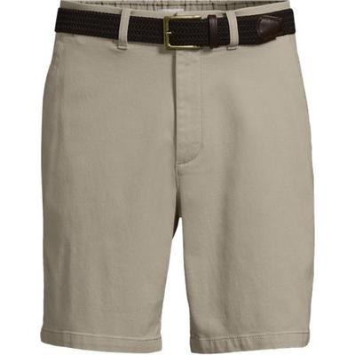 Belted Textured Chino Shorts, Slim Fit, Men, size: 34, regular, Ivory, Cotton/Lyocell/Cotton-blend, by Lands' End