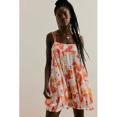 Printed Crush & Blush Playsuit by Intimately at Free People in White Combo, Size: XS