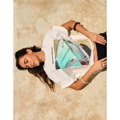 Bershka Short Sleeve T-Shirt With Print Women M Off White