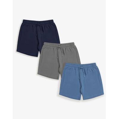 Threadbare Men's Blue Mix Popcorn Textured Lounge Shorts (3 Pack)