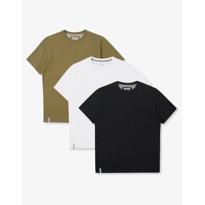 Multi Cotton Jersey Slub Crew Neck T-Shirts (3 Pack)