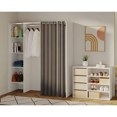TemaHome »Tom 1« Kleiderschrank mit Vorhang Weiß Taupe – in Größe 160x182 cm Image