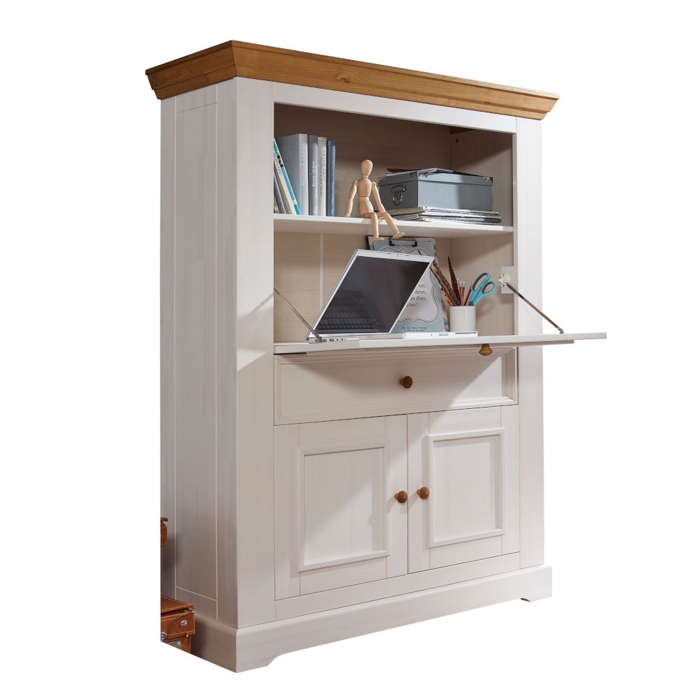3S Frankenmöbel »Country« Massivholz Sekretär weiss
