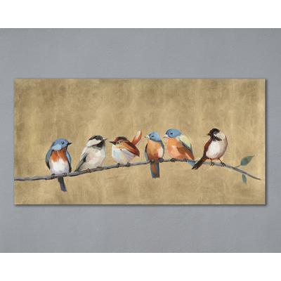 La Casa »Vögel auf einem Ast / Hintergrund gold« Ölbild handbemalt 50x100 cm Image