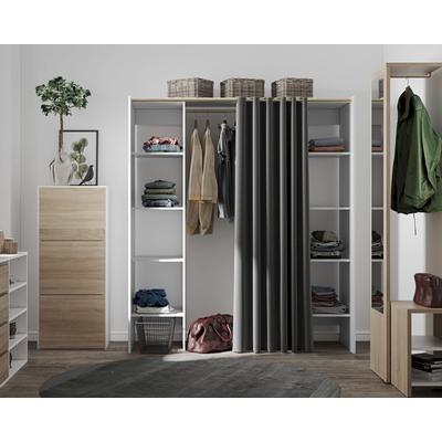 TemaHome »Tom 2.2« Kleiderschrank mit Vorhang Weiß Dunkelgrau – erhältlich in Größe 185x182 cm Image
